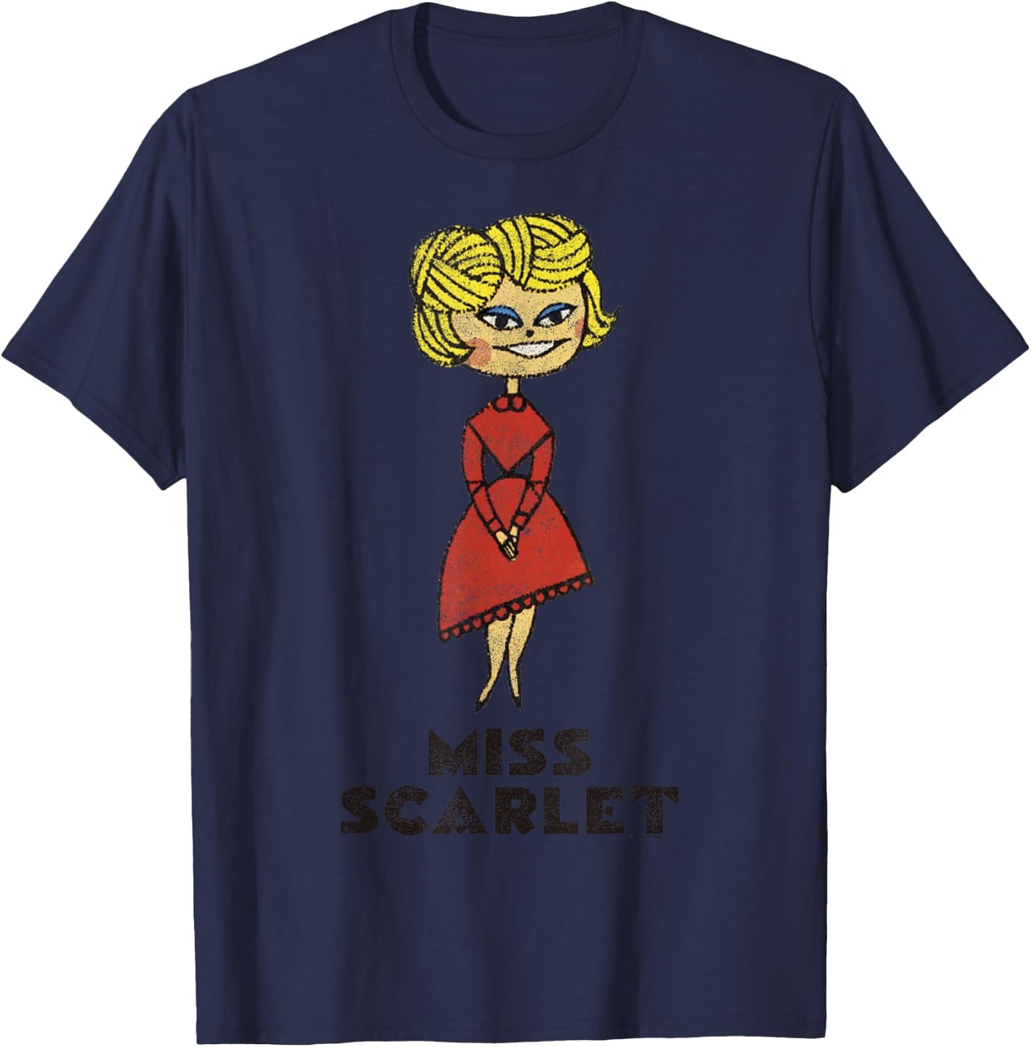 Clue Retro Miss Scarlet Portrait T-Shirt - T-Shirt | Navy