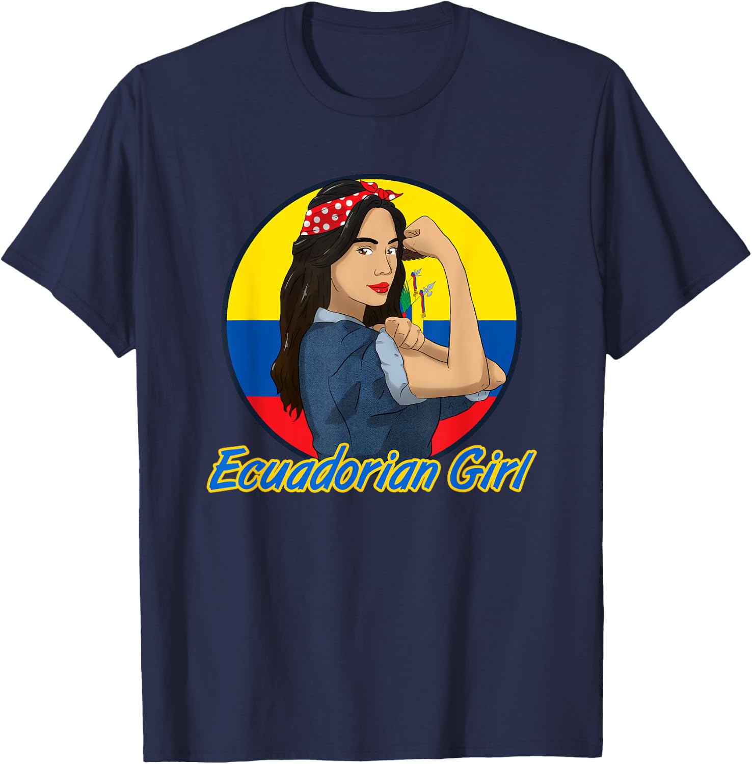 Ecuador Proud Ecuadorian Flag Hispanic Girl Woman T-Shirt - T-Shirt | Navy