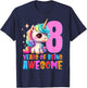 8 Years Old Unicorn Cute 8th Birthday Party Girls & Boys T-Shirt - T-Shirt | Navy
