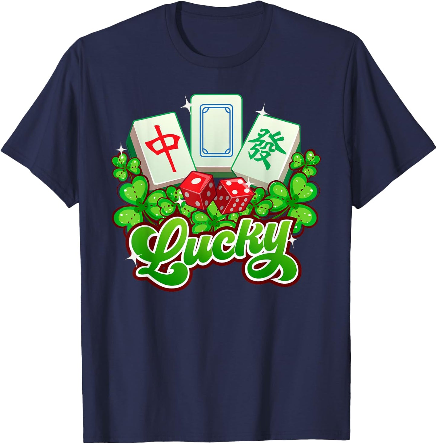 Lucky Mahjong Good Luck Mah Jongg T-Shirt - T-Shirt | Navy