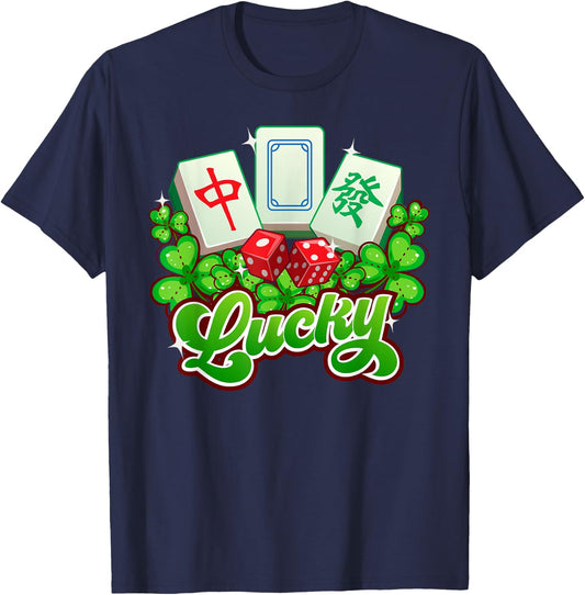 Lucky Mahjong Good Luck Mah Jongg T-Shirt - T-Shirt | Navy