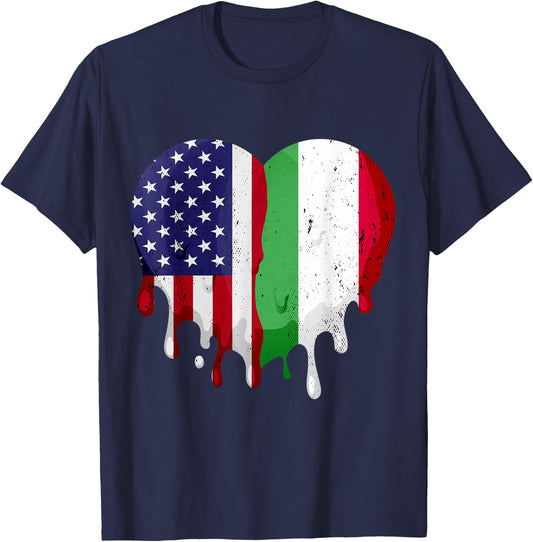 American Hungarian Heritage Month Hungary Flag Heart T-Shirt - T-Shirt | Navy
