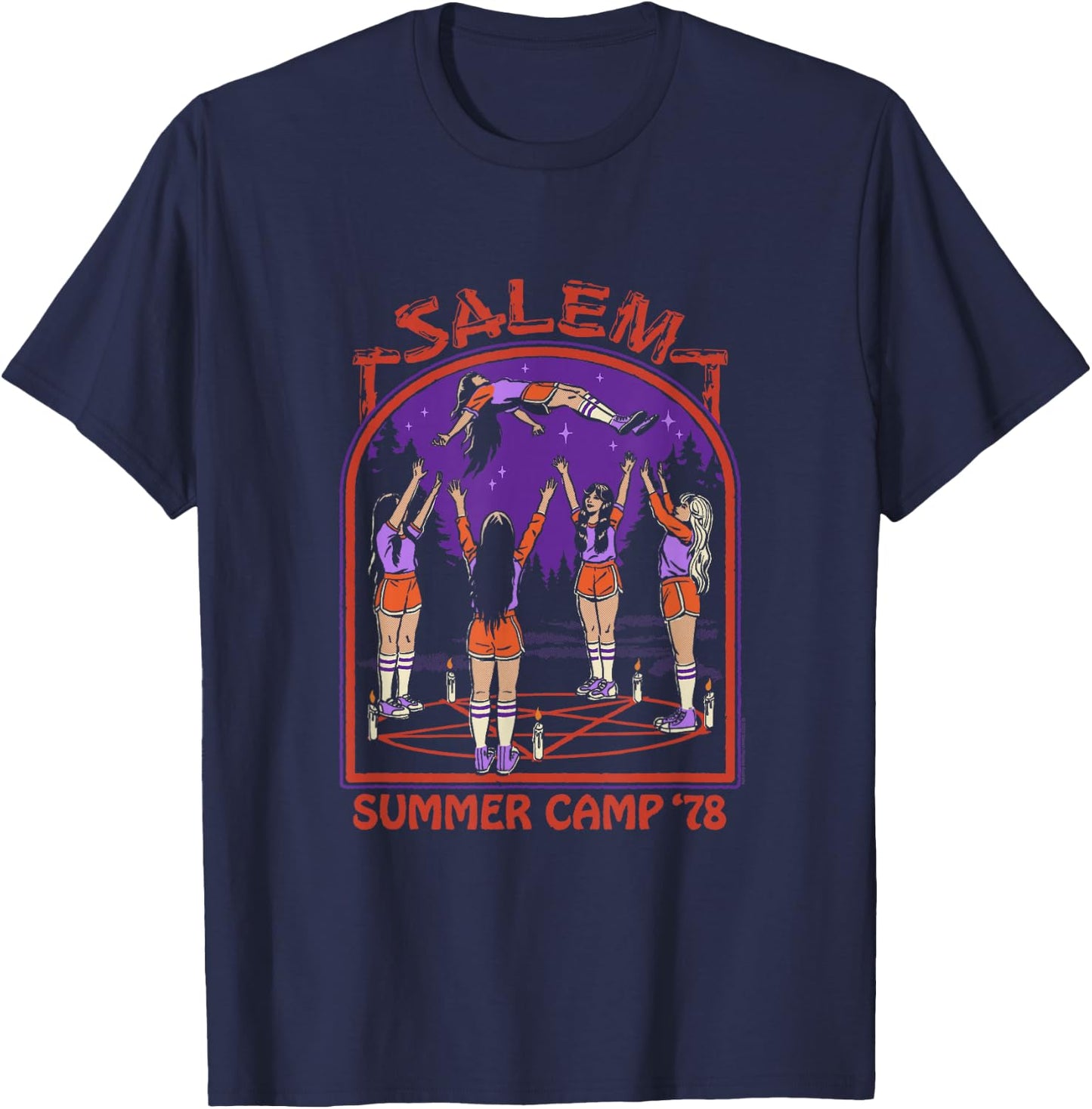 Steven Rhodes Salem Witch Summer Camp '78 Retro Dark Humor T-Shirt - T-Shirt | Navy