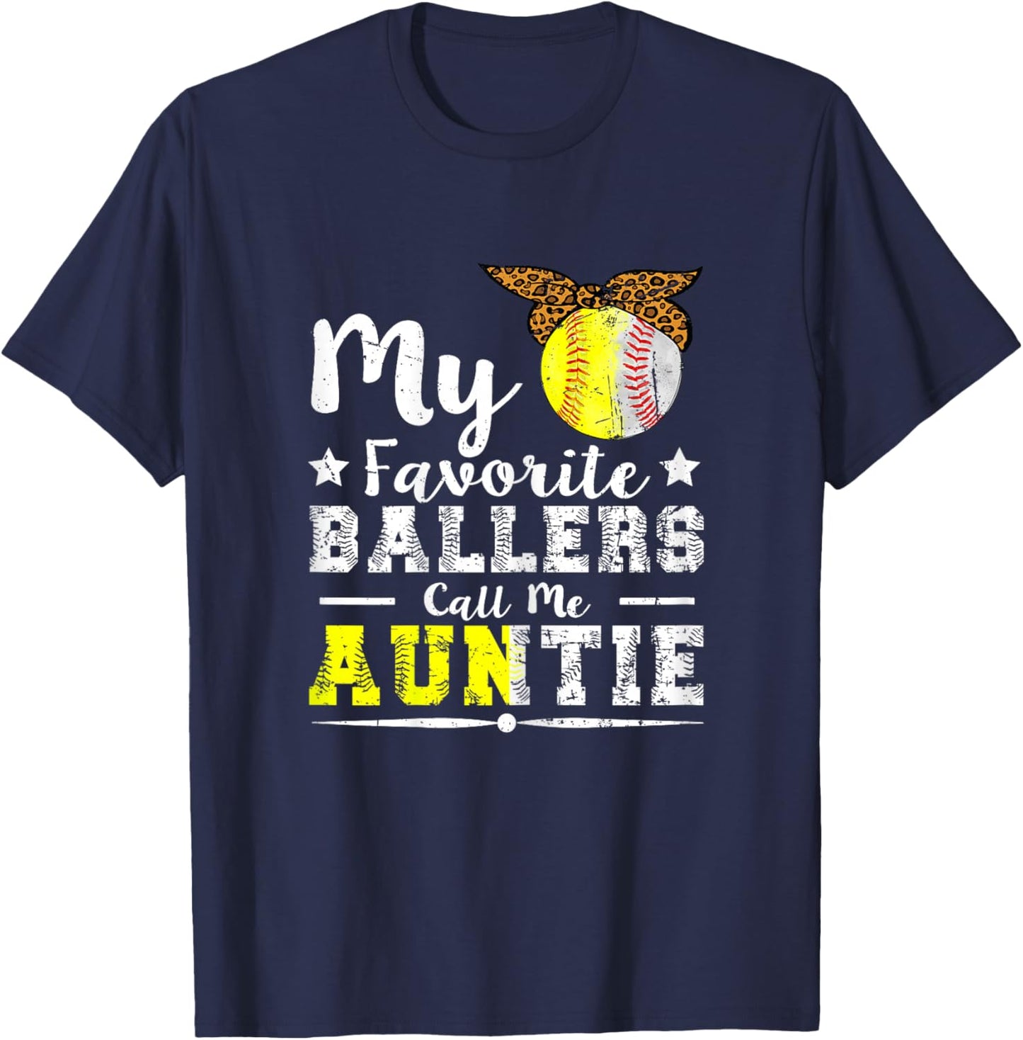 Ballers Design for a Auntie of baseball and softball player T-Shirt - T-Shirt | Navy