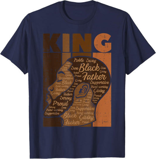 Black History King Father Melanin African American Dad Men T-Shirt - T-Shirt | Navy