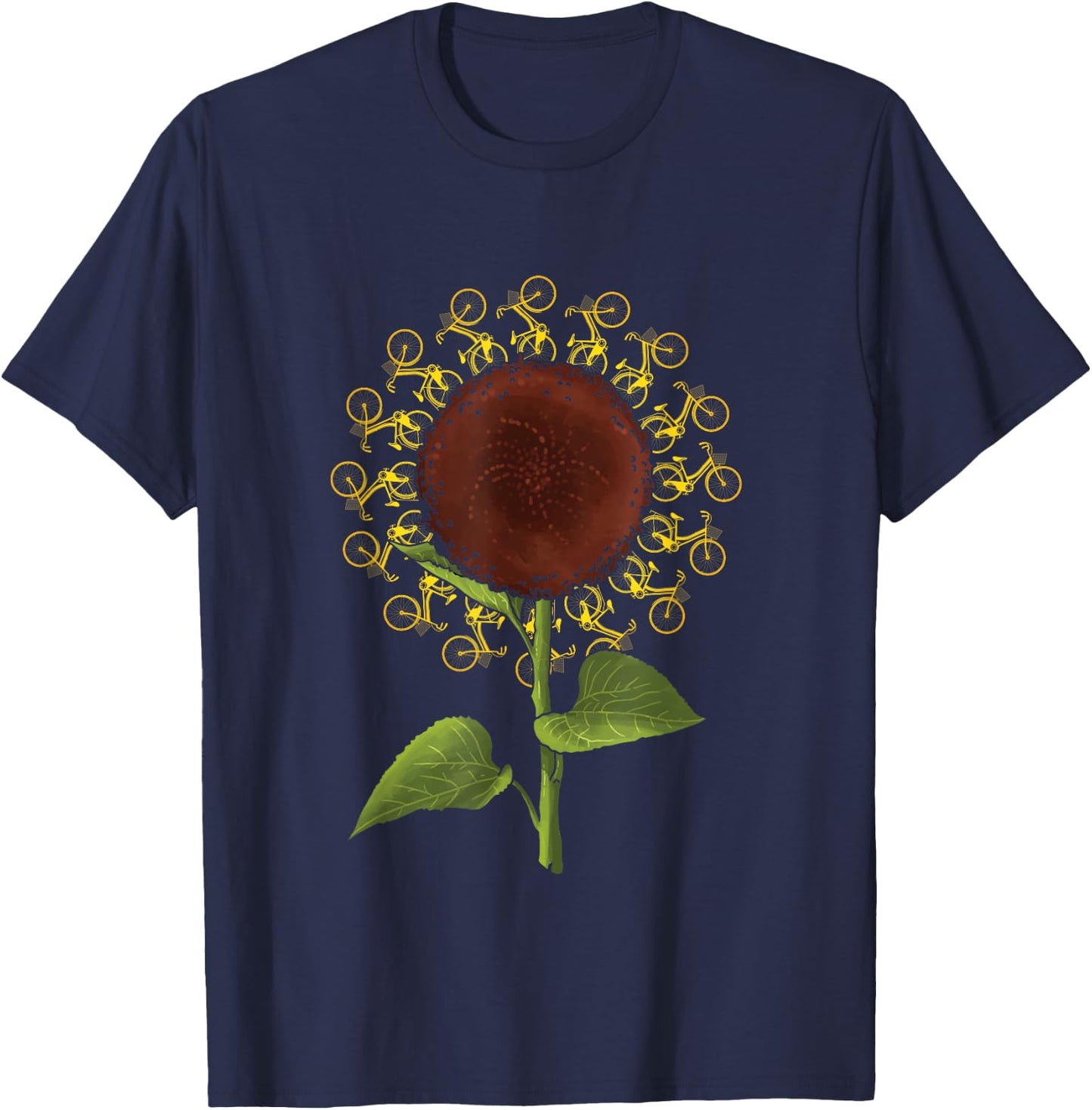 Sunflower Bicycles | Biking Cycling | Bikes Cyclist T-Shirt - T-Shirt | Navy