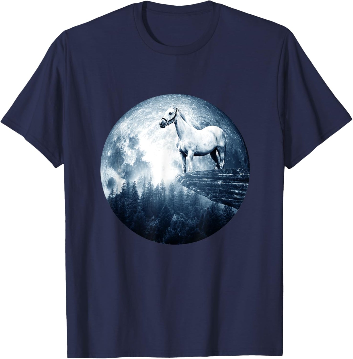 Horse Moon Horse Men Kids Girls Boy Horse T-Shirt - T-Shirt | Navy
