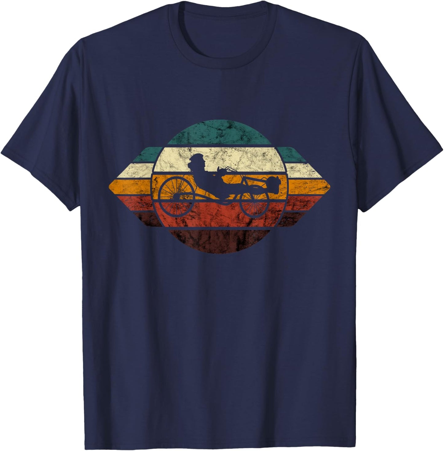 Recumbent Trike Retro Cycling Recumbent Bike Cyclist Triker T-Shirt - T-Shirt | Navy