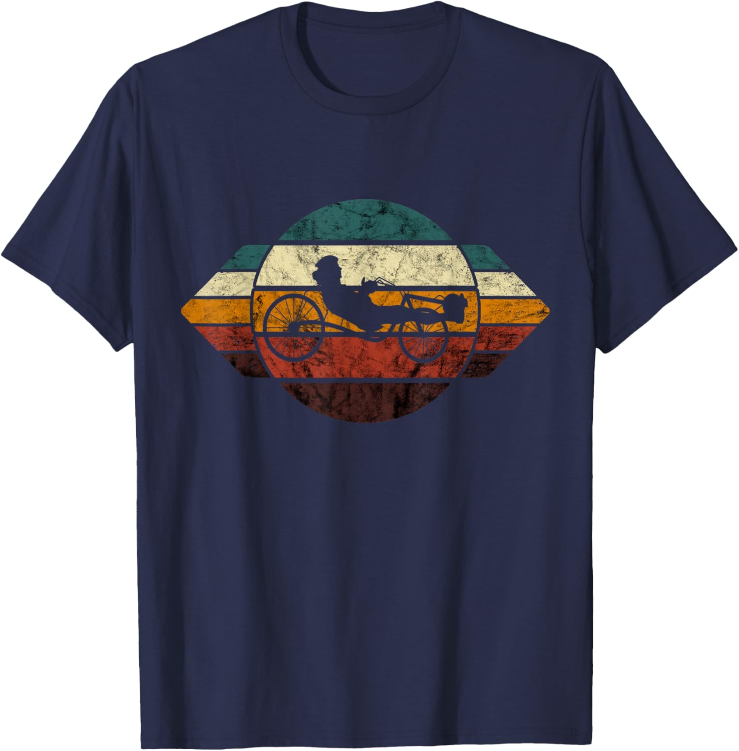 Recumbent Trike Retro Cycling Recumbent Bike Cyclist Triker T-Shirt - T-Shirt | Navy