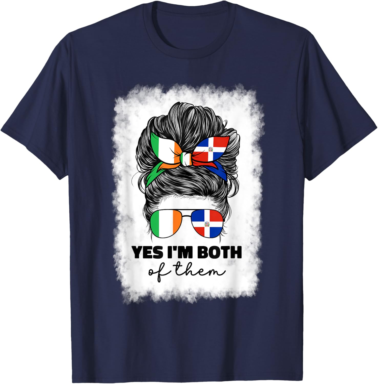Half Dominican Republic And Irish Ireland Flag Girl Women T-Shirt - T-Shirt | Navy