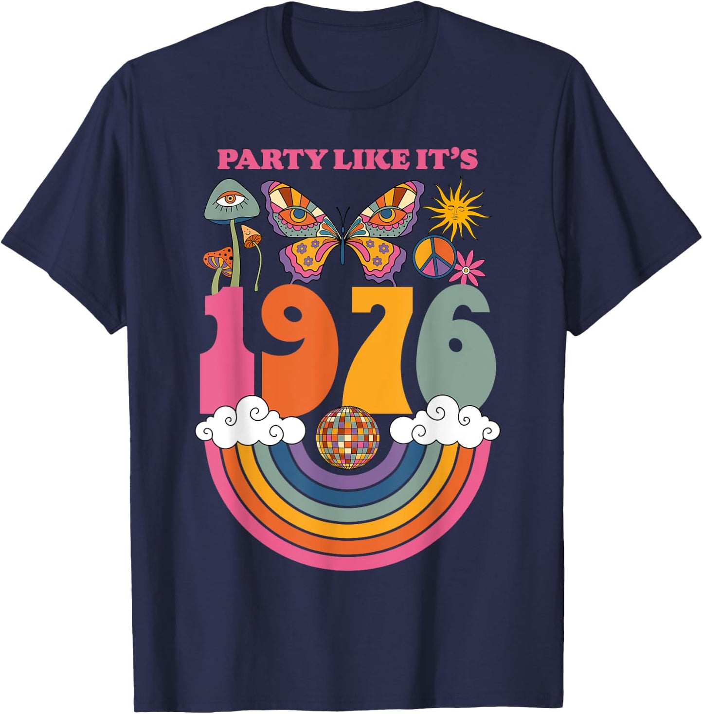 1976 Birthday Party Costume 70s Disco Outfits Men T-Shirt - T-Shirt | Navy
