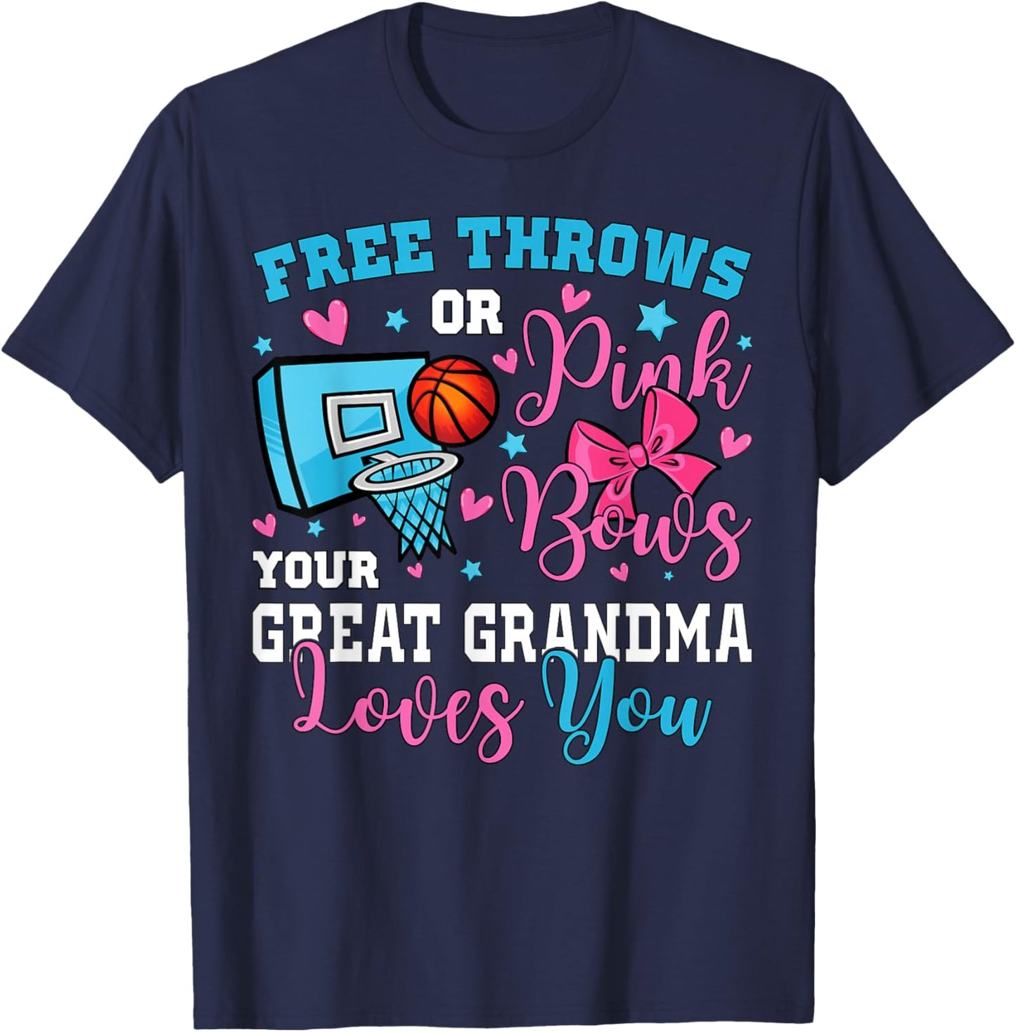 Free Throws or Pink Bows Great Grandma Loves You Baby T-Shirt - T-Shirt | Navy