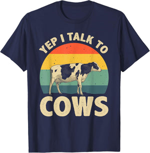 Cool Cow Design Women Dairy Farmer Farming Cow Lover T-Shirt - T-Shirt | Navy