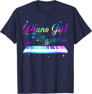 Funny Piano Art for Girls Women Musical Themed Piano Players T-Shirt - T-Shirt | Navy