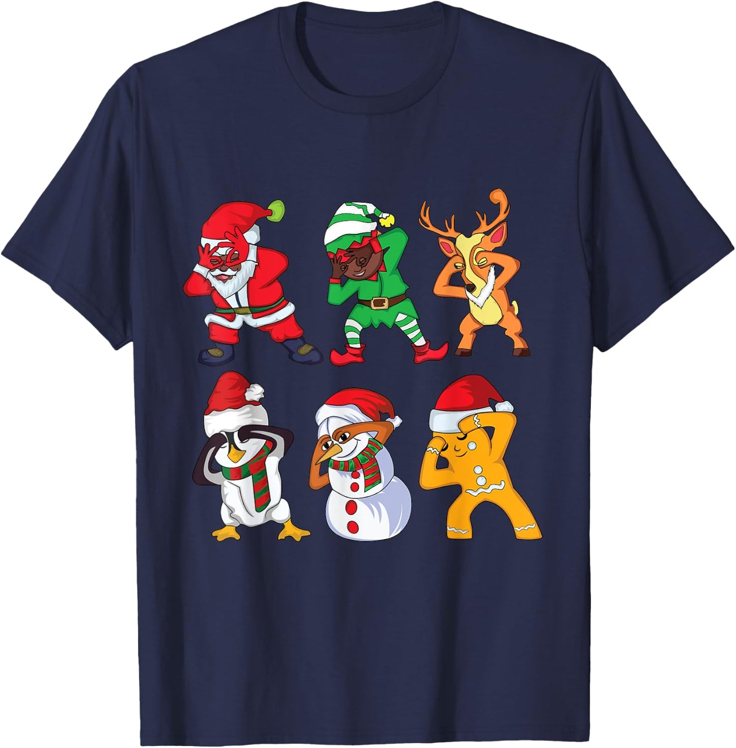 Christmas African American Santa and Friends Griddy Dance T-Shirt - T-Shirt | Navy