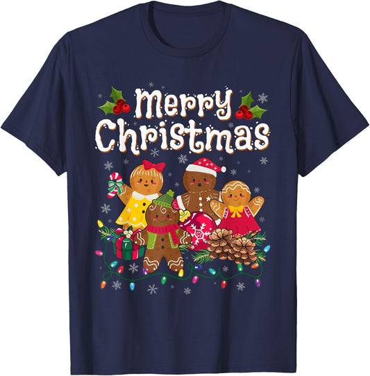 Merry Christmas Gingerbread Cookies Men Women T-Shirt - T-Shirt | Navy