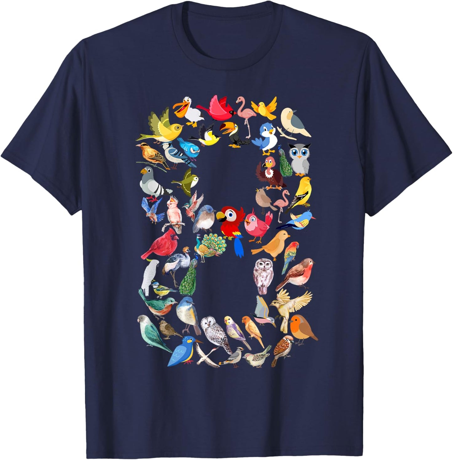 Kids 8th Birthday Birds Themed 8 Year Old Boys Bird Lover T-Shirt - T-Shirt | Navy