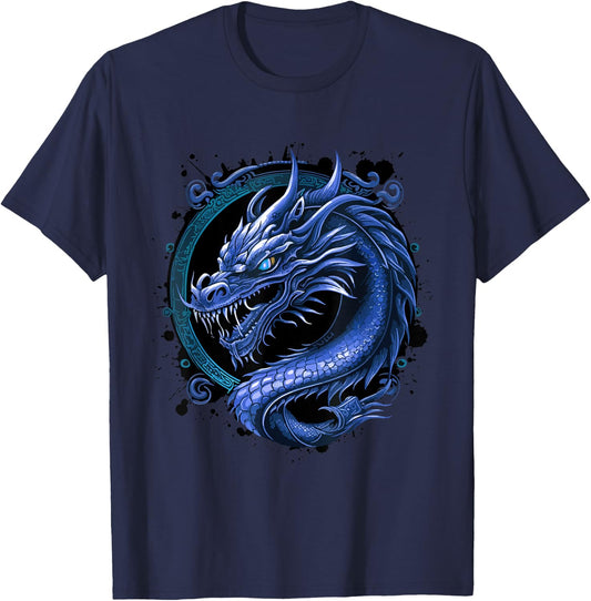 Blue Dragon Mythology | Chinese Symbol T-Shirt - T-Shirt | Navy