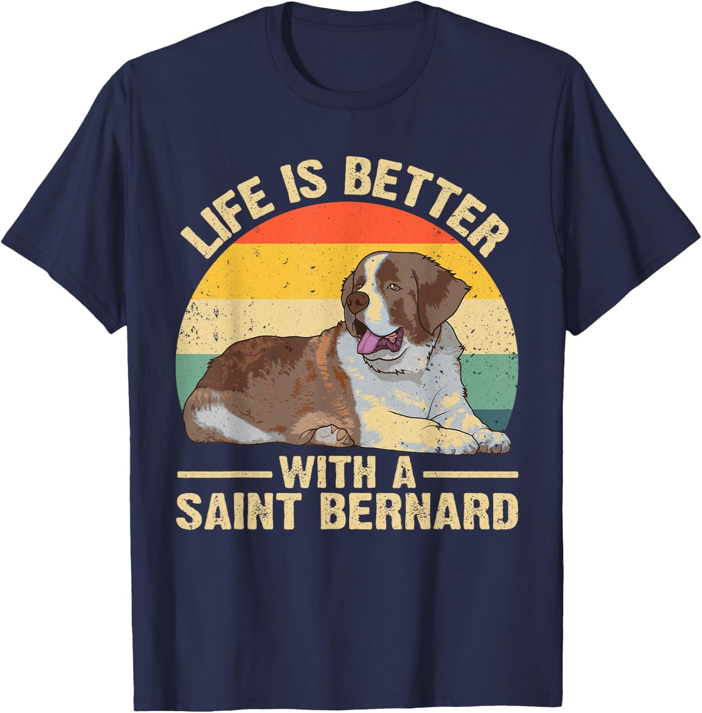 Cute Saint Bernard Design Women Saint Bernard Dog T-Shirt - T-Shirt | Navy