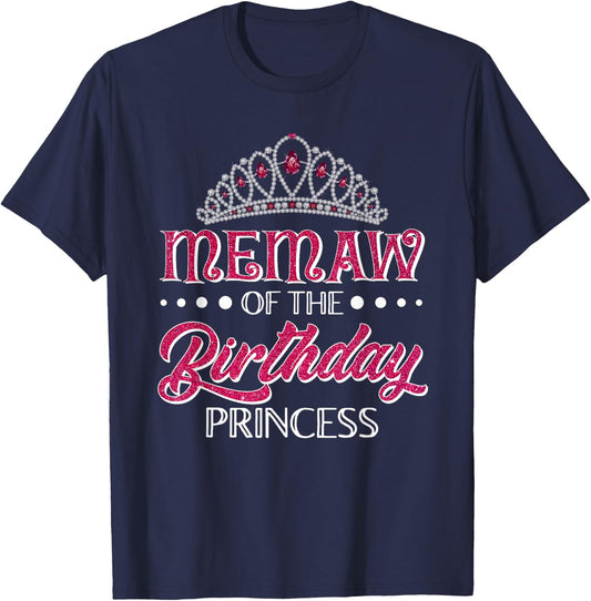 Memaw Of The Birthday Princess Girls Party Matching T-Shirt - T-Shirt | Navy