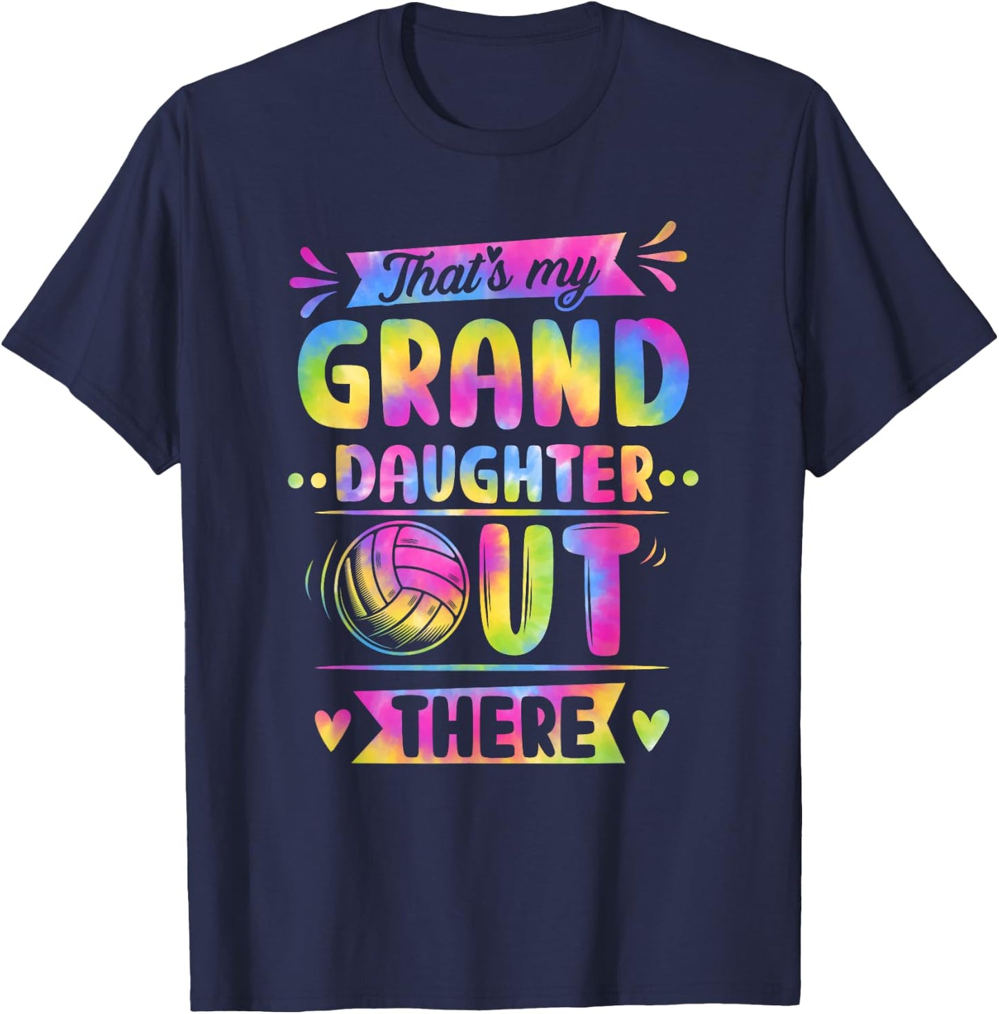 That's My Granddaughter Out There Volleyball Tie Dye T-Shirt - T-Shirt | Navy