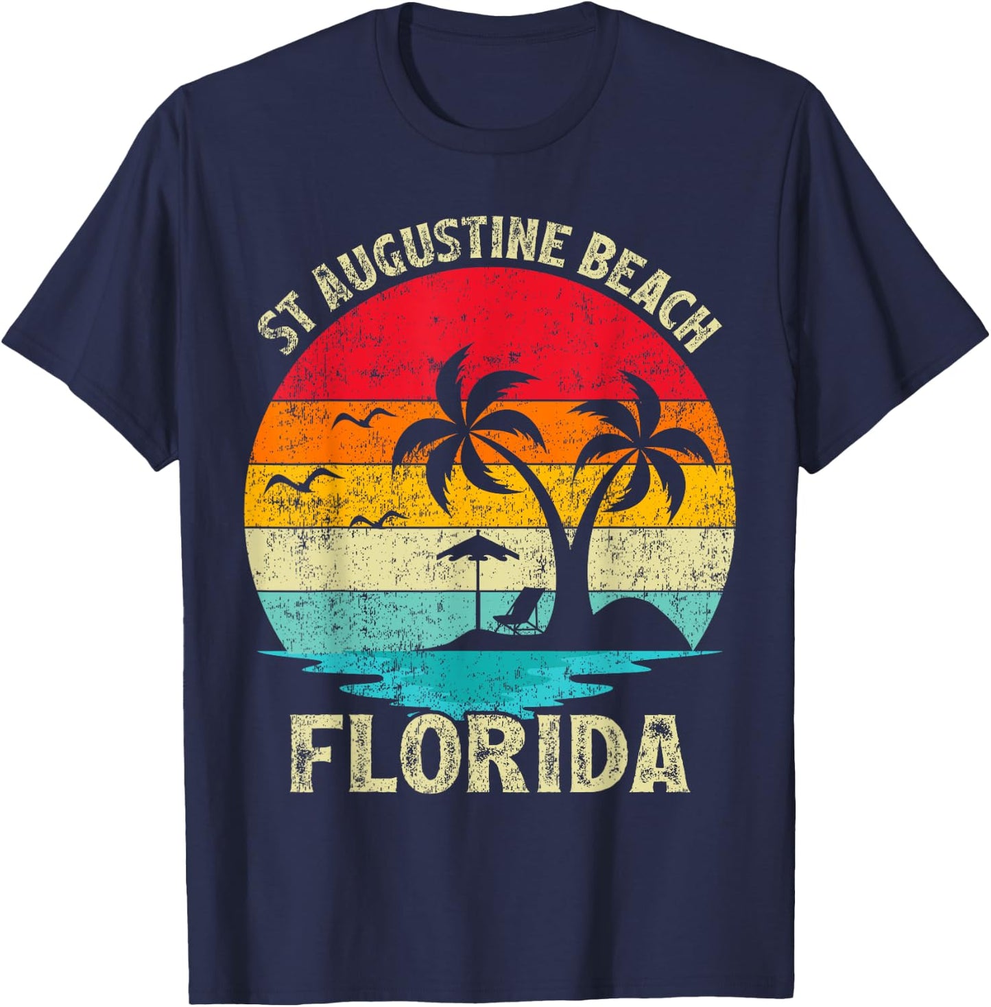 Family Vacation Vintage Retro Florida St Augustine Beach T-Shirt - T-Shirt | Navy
