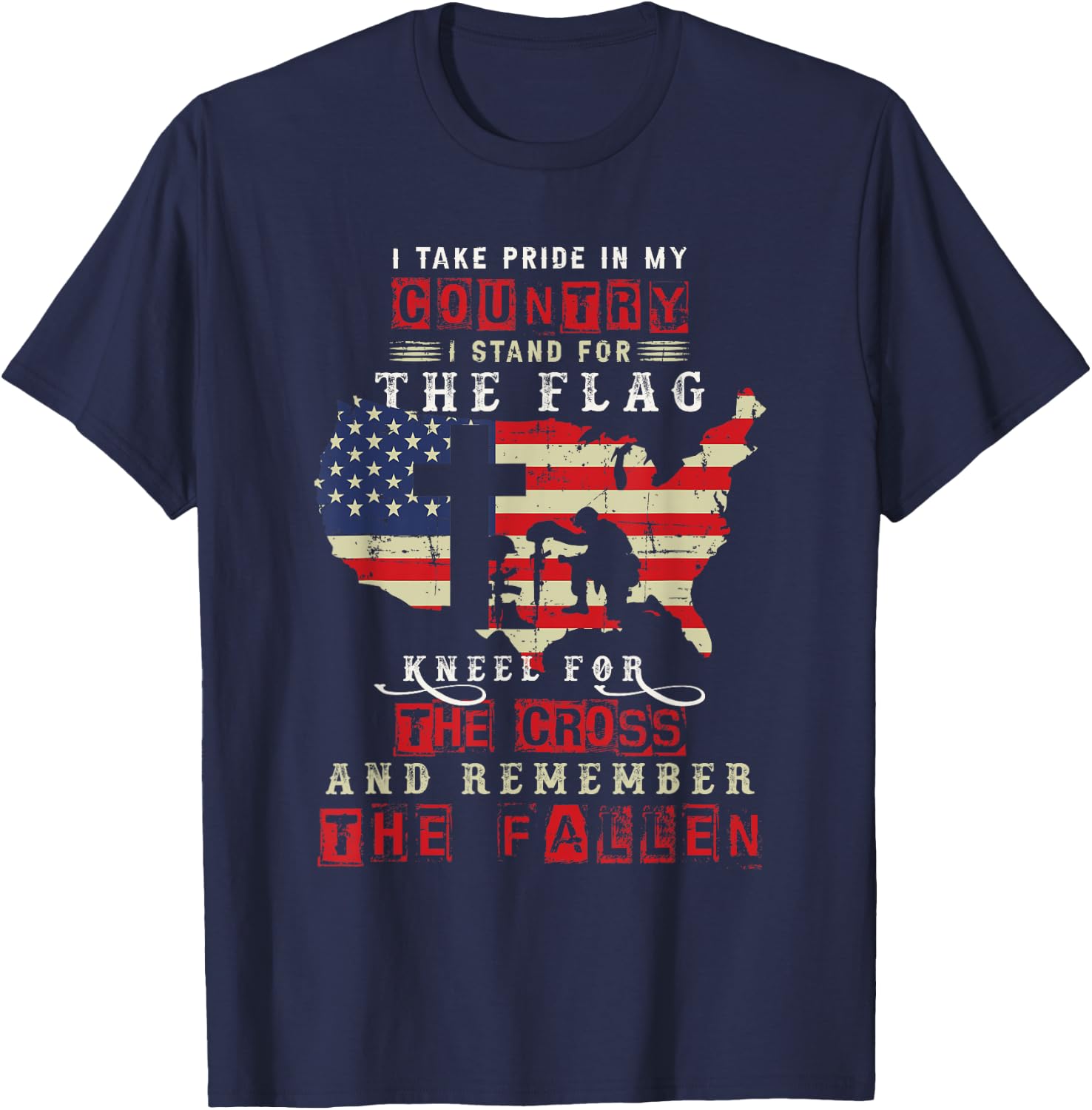 I Take Pride In My Country I Stand For The Flag Kneel T-Shirt - T-Shirt | Navy