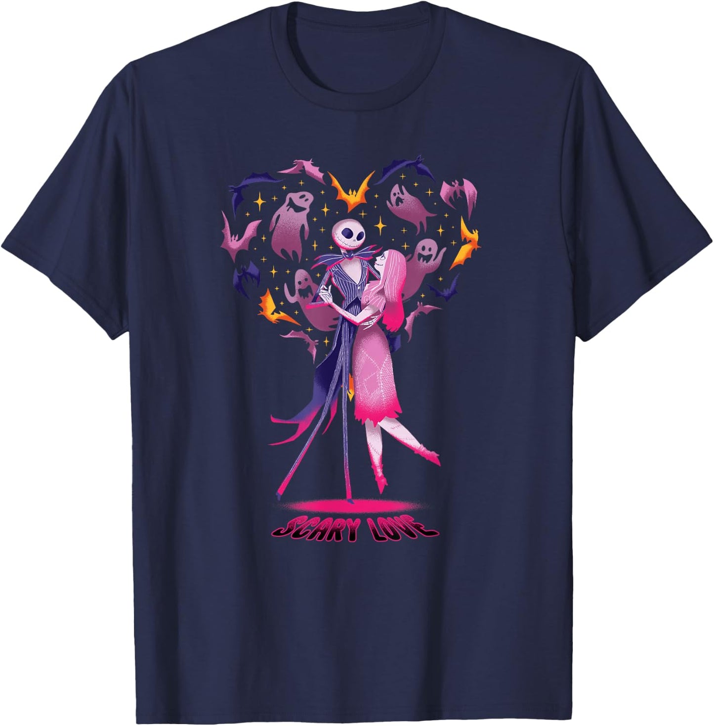 Disney The Nightmare Before Christmas Jack Sally Scary Love T-Shirt - T-Shirt | Navy