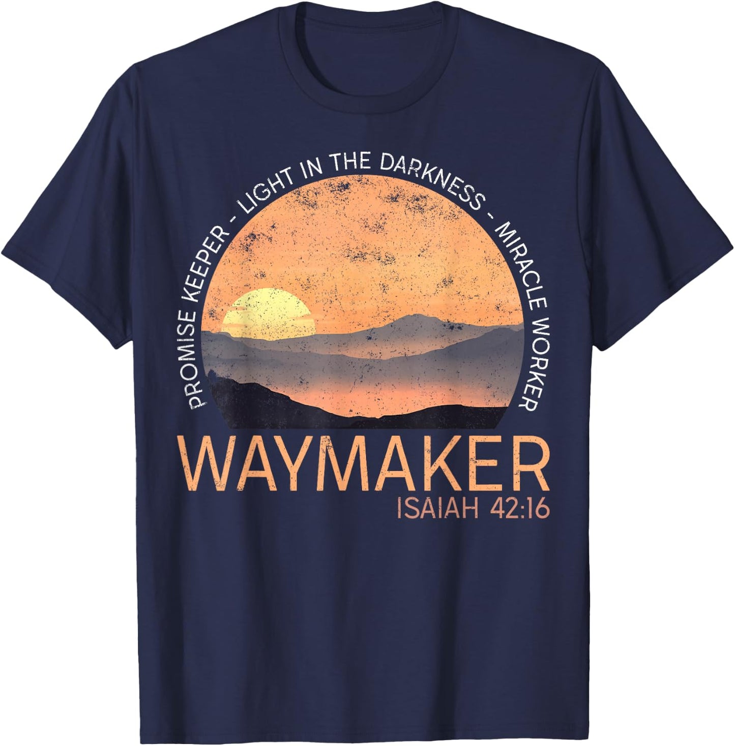 Vintage Waymaker Promise Keeper Miracle Worker Christian T-Shirt - T-Shirt | Navy