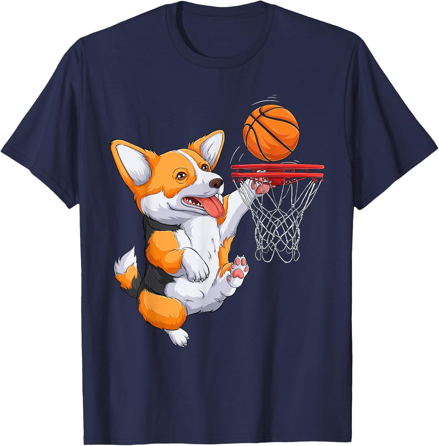 Corgi puppy Corgi Basketball for Pet Lovers Women men Kids T-Shirt - T-Shirt | Navy