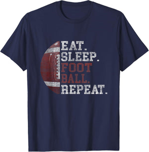 Football Player Eat Sleep Football Repeat Love Football T-Shirt - T-Shirt | Navy