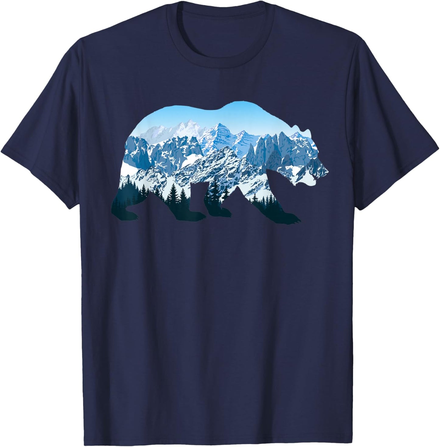 Landscape Mountain Bear Nature Wildlife Outdoor Animal T-Shirt - T-Shirt | Navy