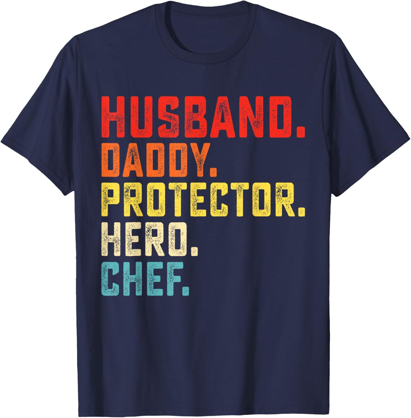 husband daddy protector hero chef fathers Day Cook Cooking T-Shirt - T-Shirt | Navy