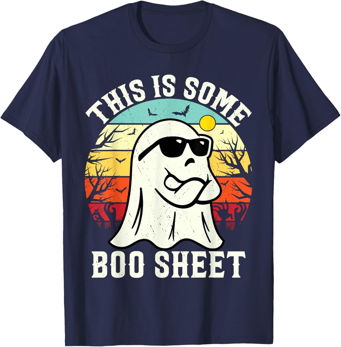 This Is Some Boo Sheet Ghost Retro Halloween Funny Halloween T-Shirt - T-Shirt | Navy