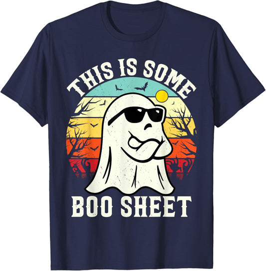 This Is Some Boo Sheet Ghost Retro Halloween Funny Halloween T-Shirt - T-Shirt | Navy