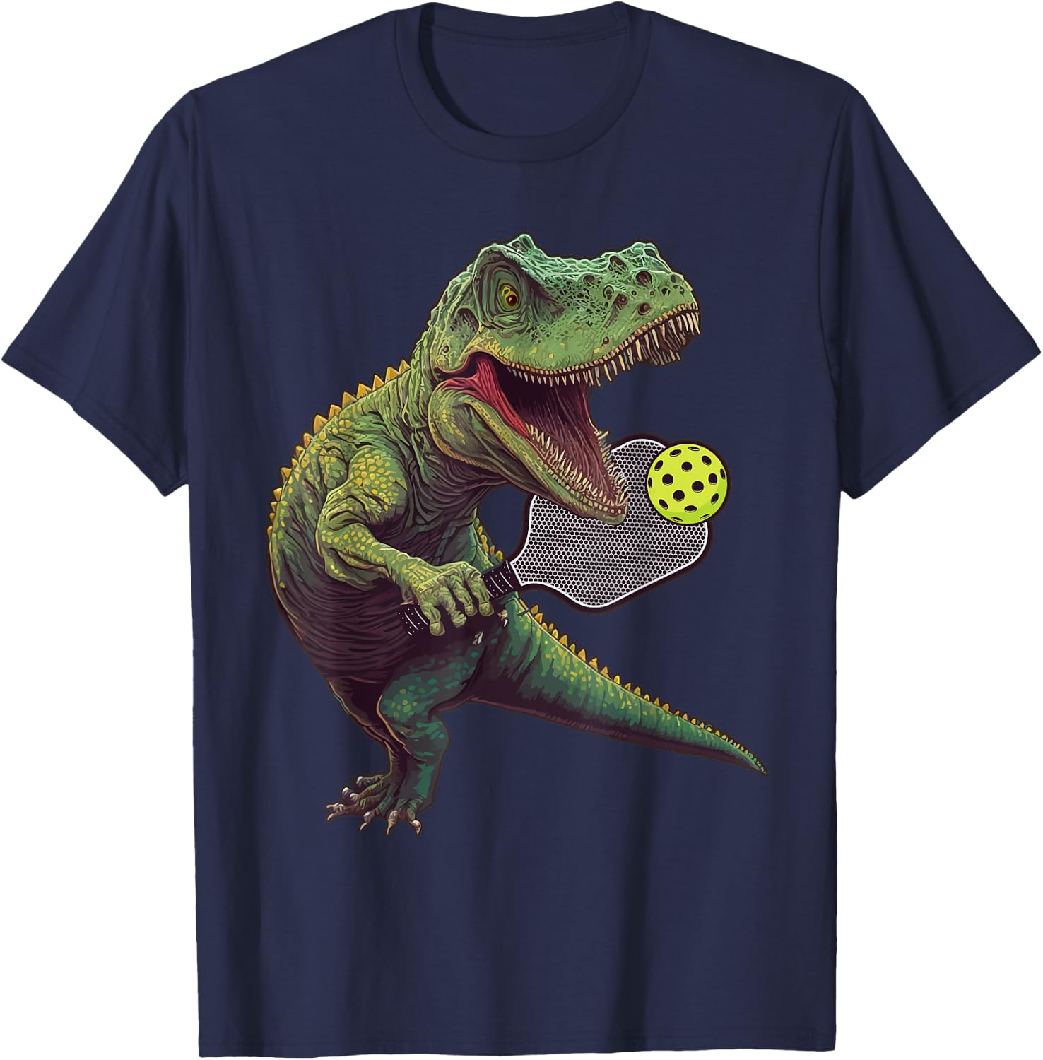 Funny Dinosaur Play Pickleball DM Green Classic Fit Short Sleeve T-Shirt - T-Shirt | Navy