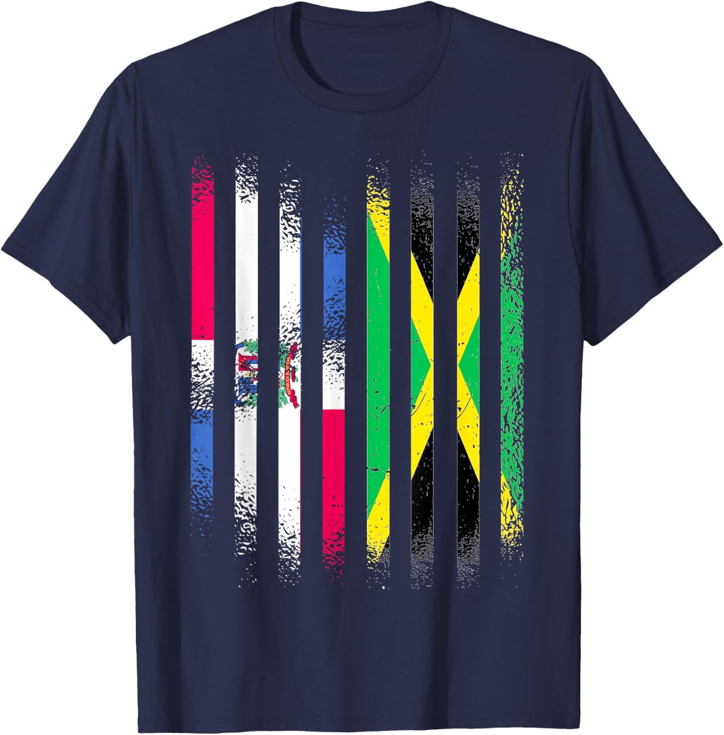 Dominican Republic Flag Jamaica Grown Country Flags Stripes T-Shirt - T-Shirt | Navy