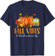 Fall Vibes & That Bus Driver Life Leopard Pumpkin Season T-Shirt - T-Shirt | Navy