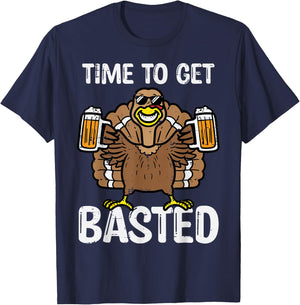 Time To Get Basted Funny Thanksgiving Turkey Day Men Women T-Shirt - T-Shirt | Navy