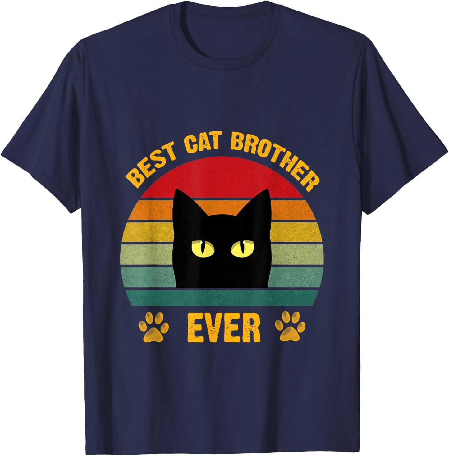 Best cat Brother Ever Funny Brother Cat Lovers Style Retro T-Shirt - T-Shirt | Navy