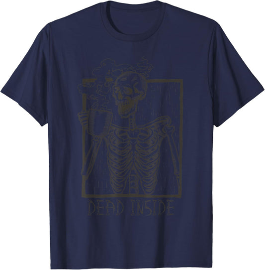 Dead Inside Skeleton Coffee T-Shirt - T-Shirt | Navy