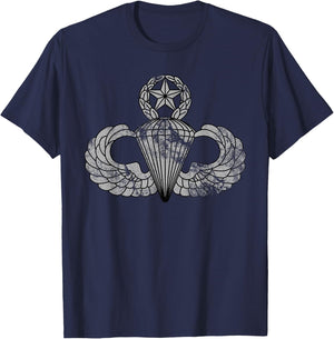 US Army Jumpmaster Badge - Airborne Wings Master Parachutist T-Shirt - T-Shirt | Navy
