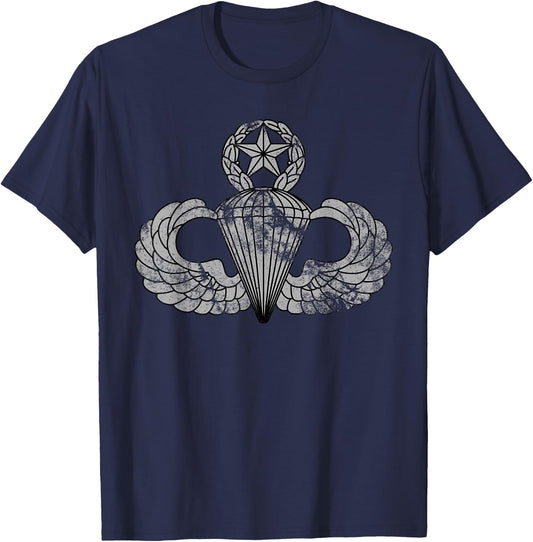 US Army Jumpmaster Badge - Airborne Wings Master Parachutist T-Shirt - T-Shirt | Navy