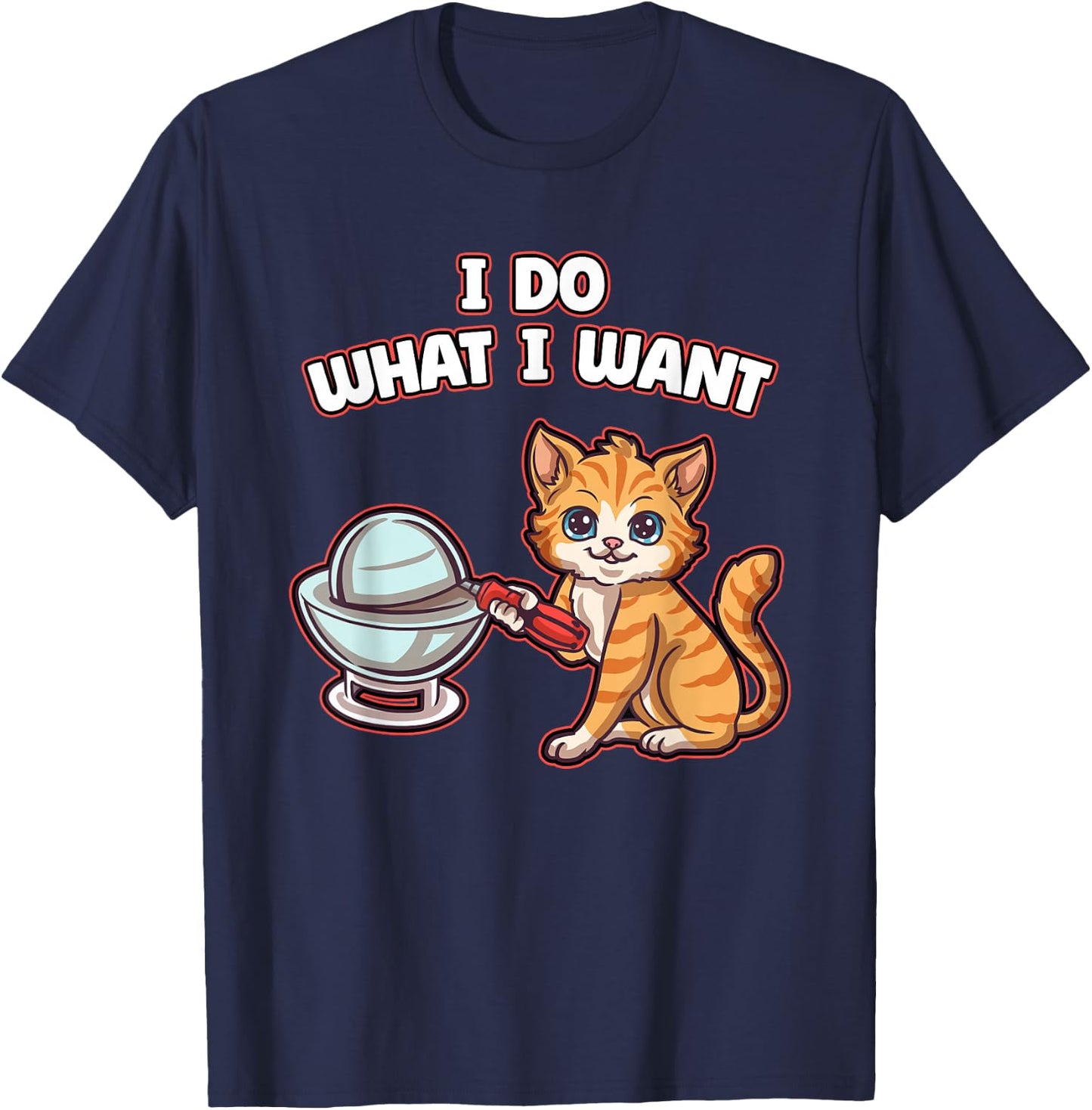 Nerrrdy Cat Demon Core Nuclear Men Women Kids Funny Science T-Shirt - T-Shirt | Navy