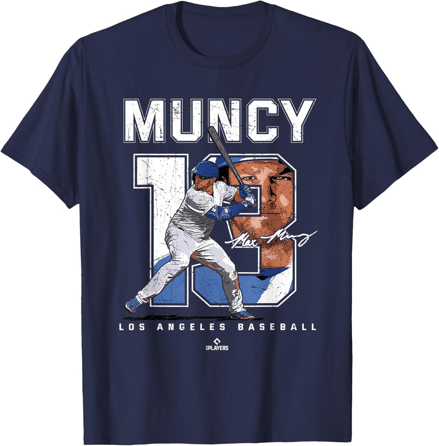 Number and Portrait Max Muncy Los Angeles MLBPA T-Shirt - T-Shirt | Navy