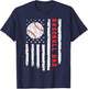 Baseball DAD USA American Flag Fathers Day 4th of July T-Shirt - T-Shirt | Navy