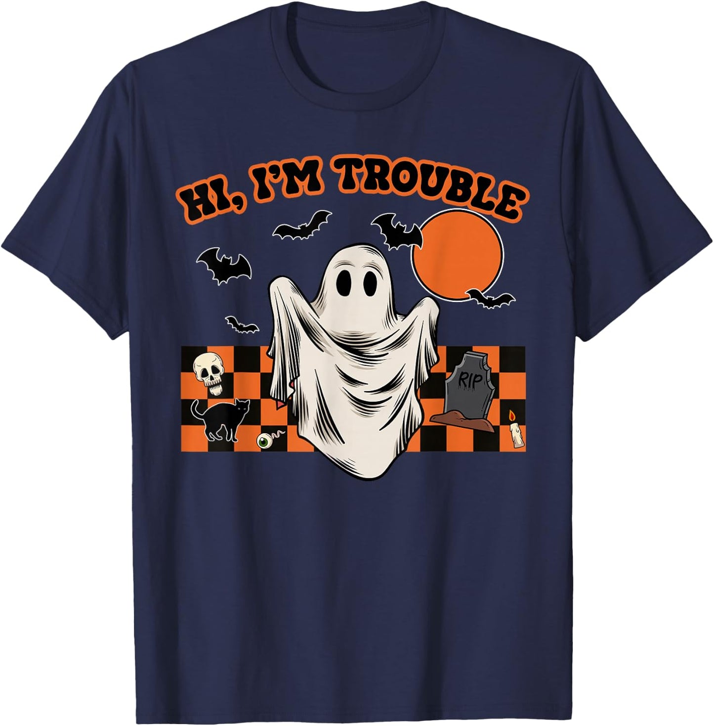 Hi, I'm Trouble Funny Couples Halloween Costume Him Her T-Shirt - T-Shirt | Navy