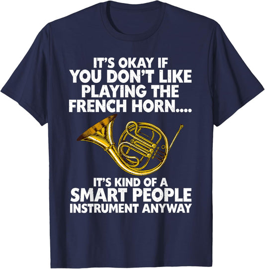 Funny French Horn Art Women Hornist Jazz Music Lover T-Shirt - T-Shirt | Navy