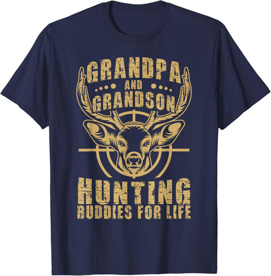 Hunting Buddy Grandpa And Grandson Hunting Buddies T-Shirt - T-Shirt | Navy