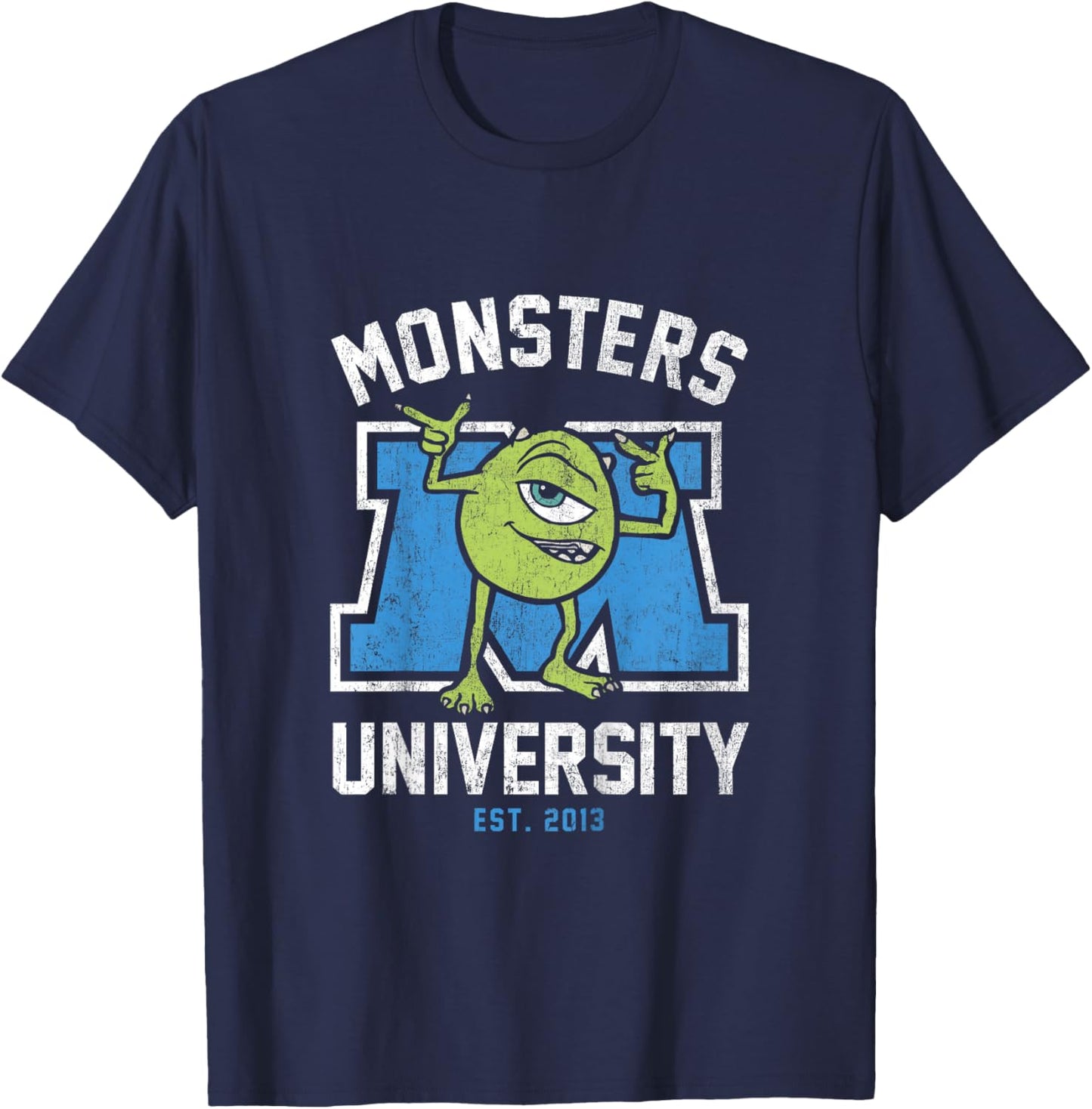 Kids Disney Pixar Monsters University Mike Wazowski Distressed T-Shirt - T-Shirt | Navy